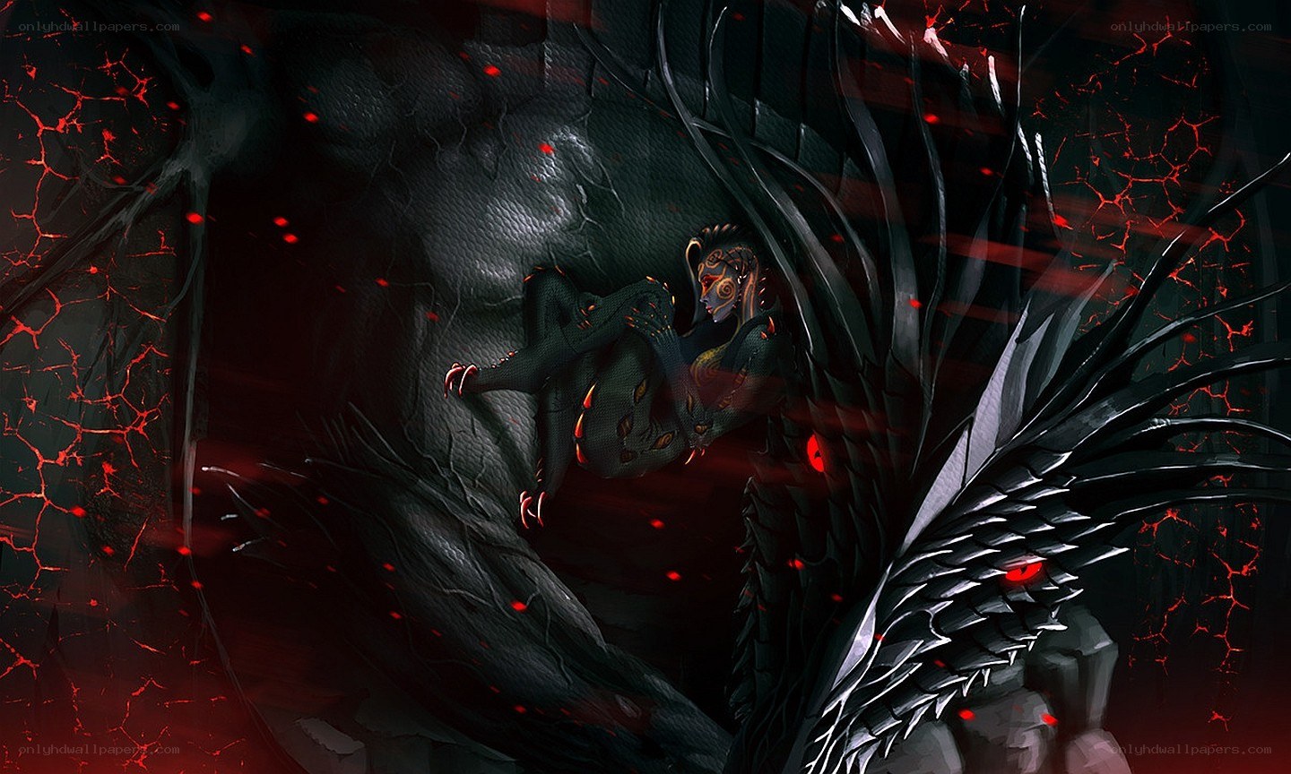 dragon with rider in dark cave