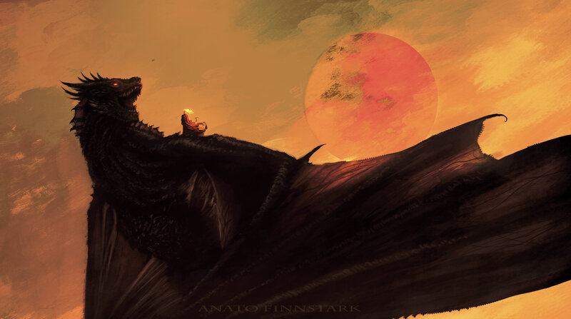 Dragon with Rider — Orange