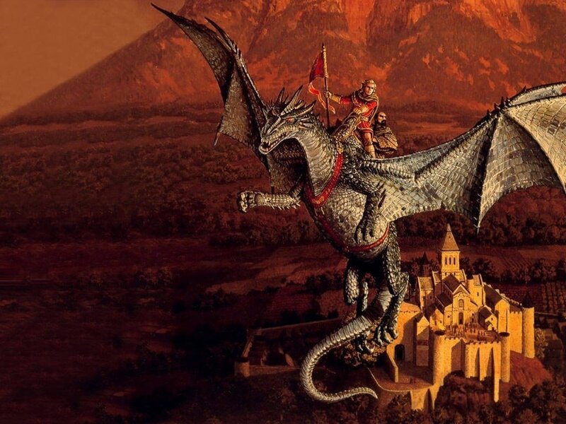 Dragon with Riders — Red