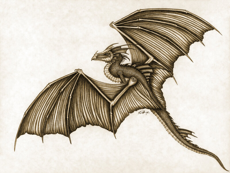Dragon with Spread Wings — Brown