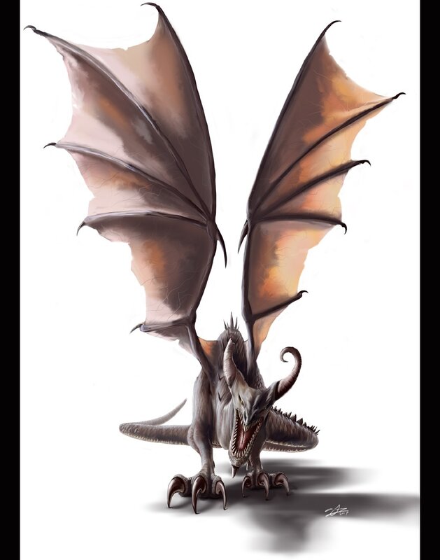Dragon with Spread Wings — Gray