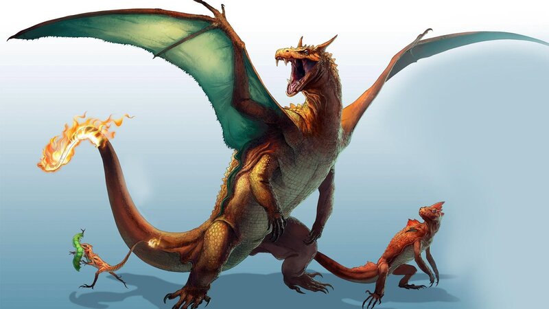 Dragon with Two Hatchlings