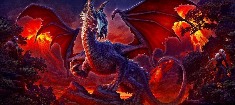 Dragon with Two Warriors