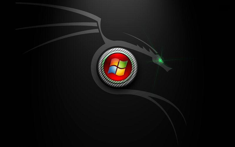Dragon with Windows Logo — Black
