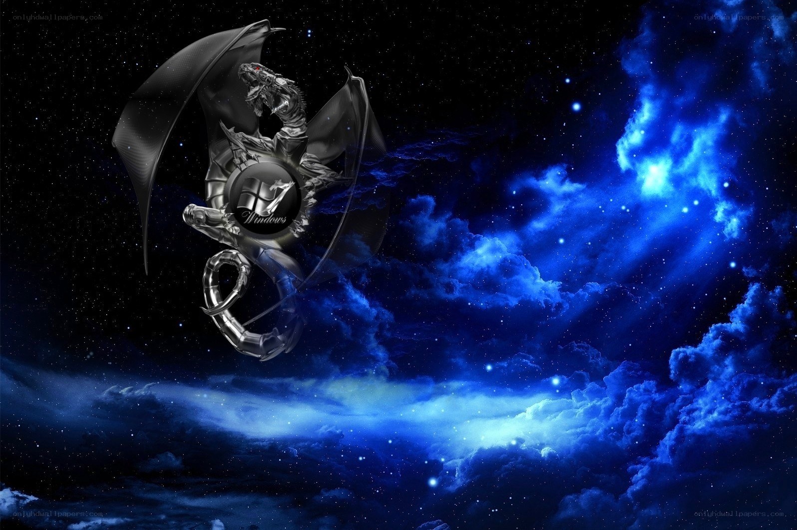 Dragon with Windows logo in space