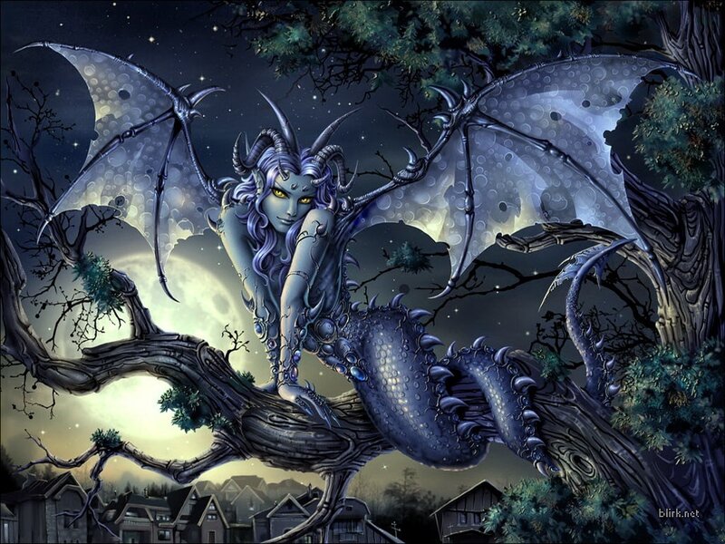 dragon woman on a tree branch