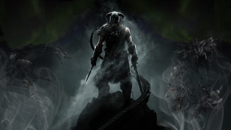 Dragonborn Warrior — Black, Dramatic, Dark