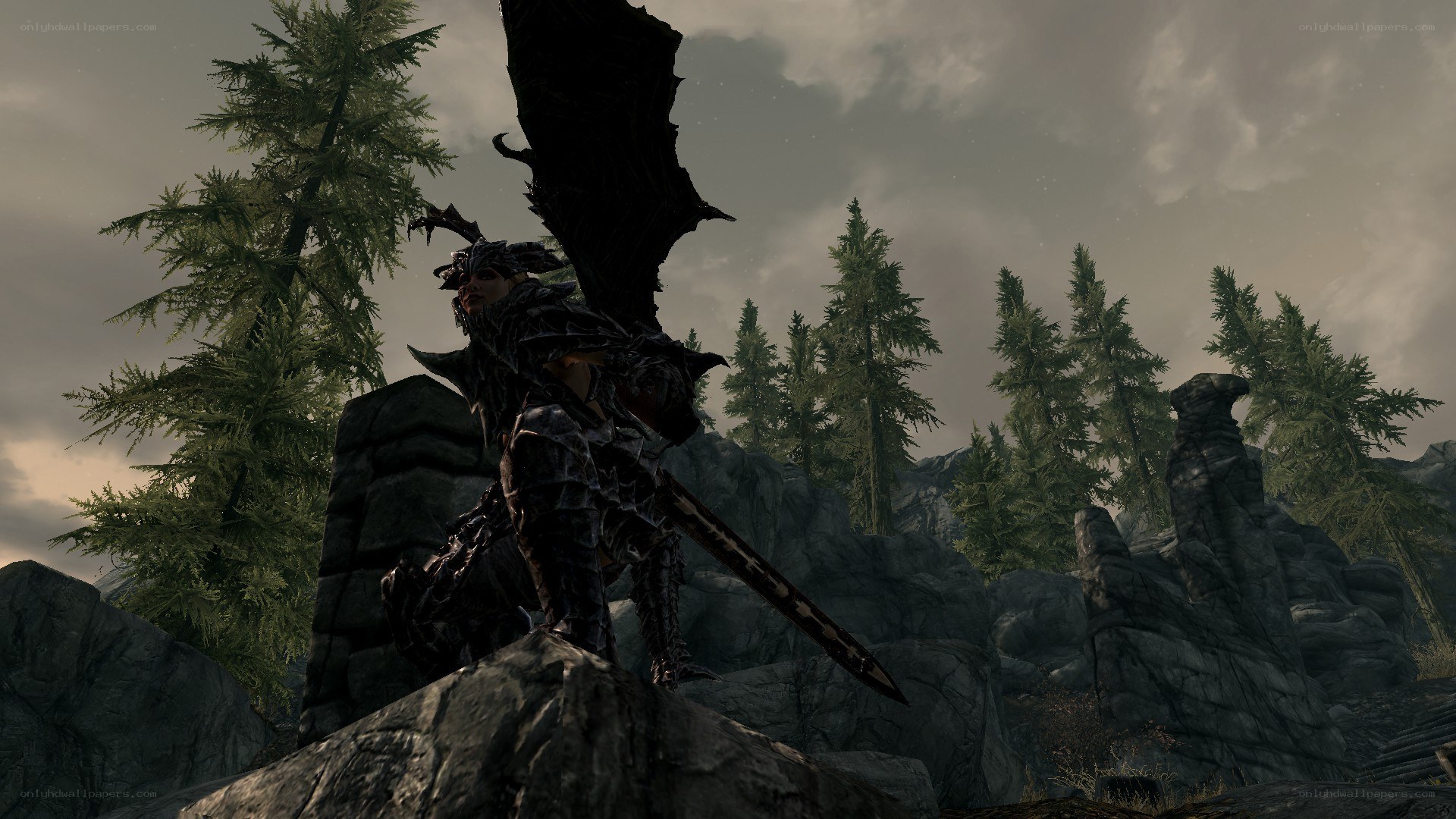 dragonborn warrior in forest