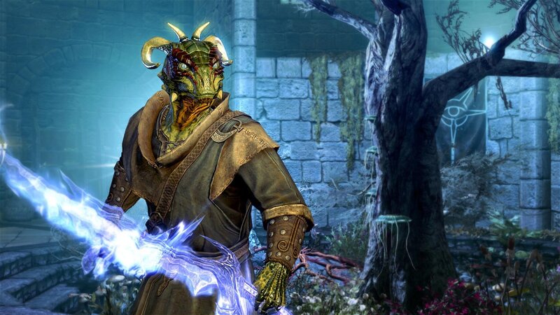 dragonborn warrior with magic sword