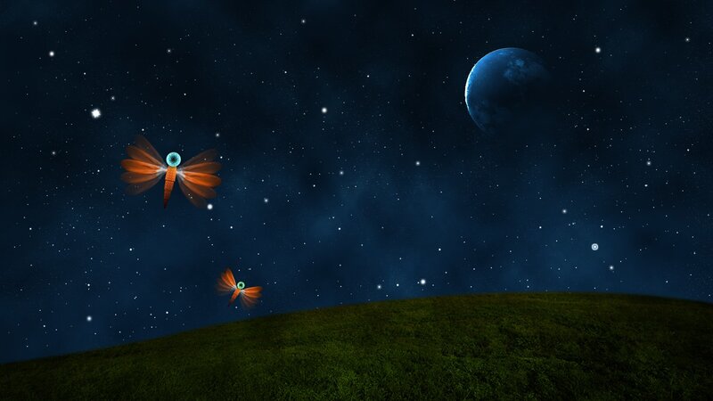 Dragonflies in a starry night