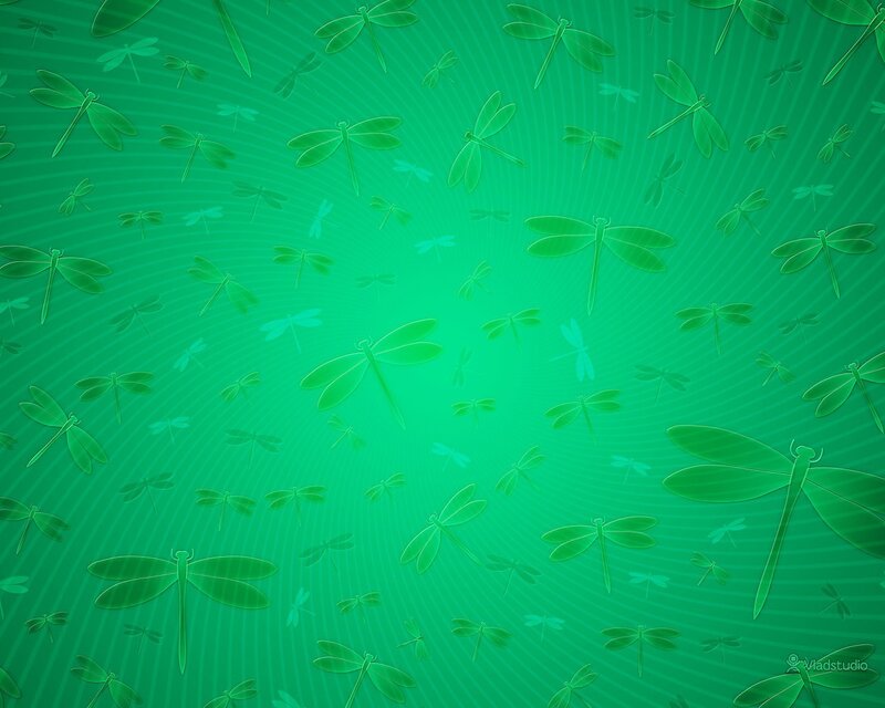Dragonflies on Green Background