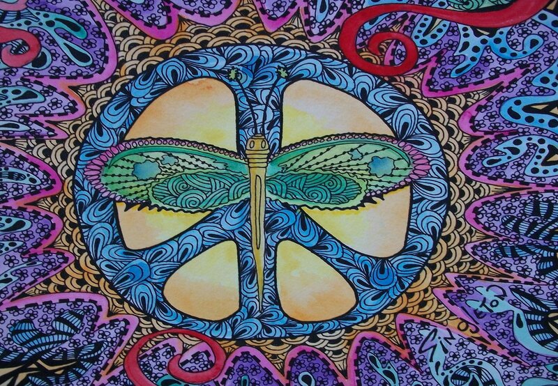 Dragonfly in Peace Symbol