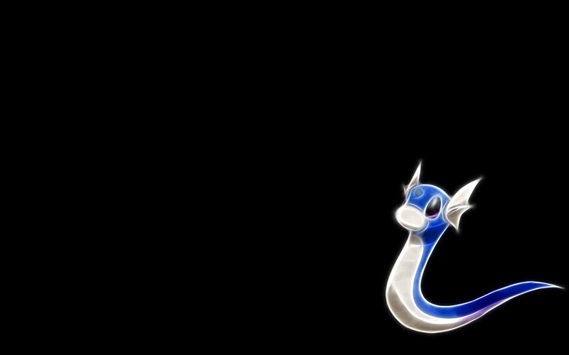 Dragonite glowing on black