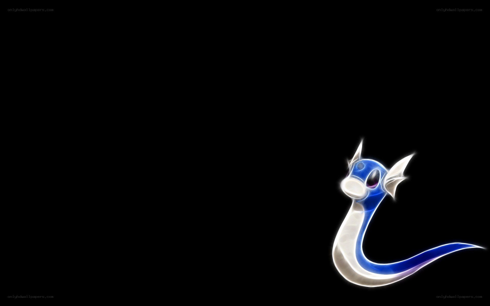 Dragonite glowing on black