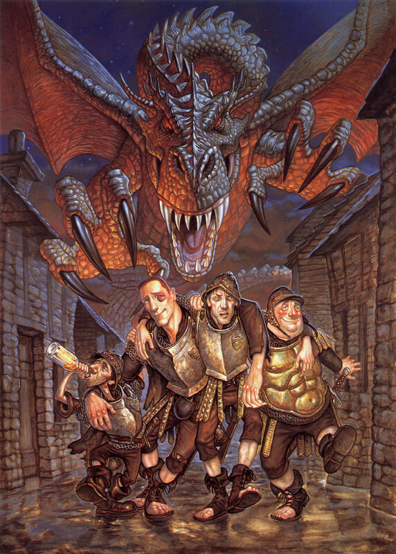 Dragons attack a village