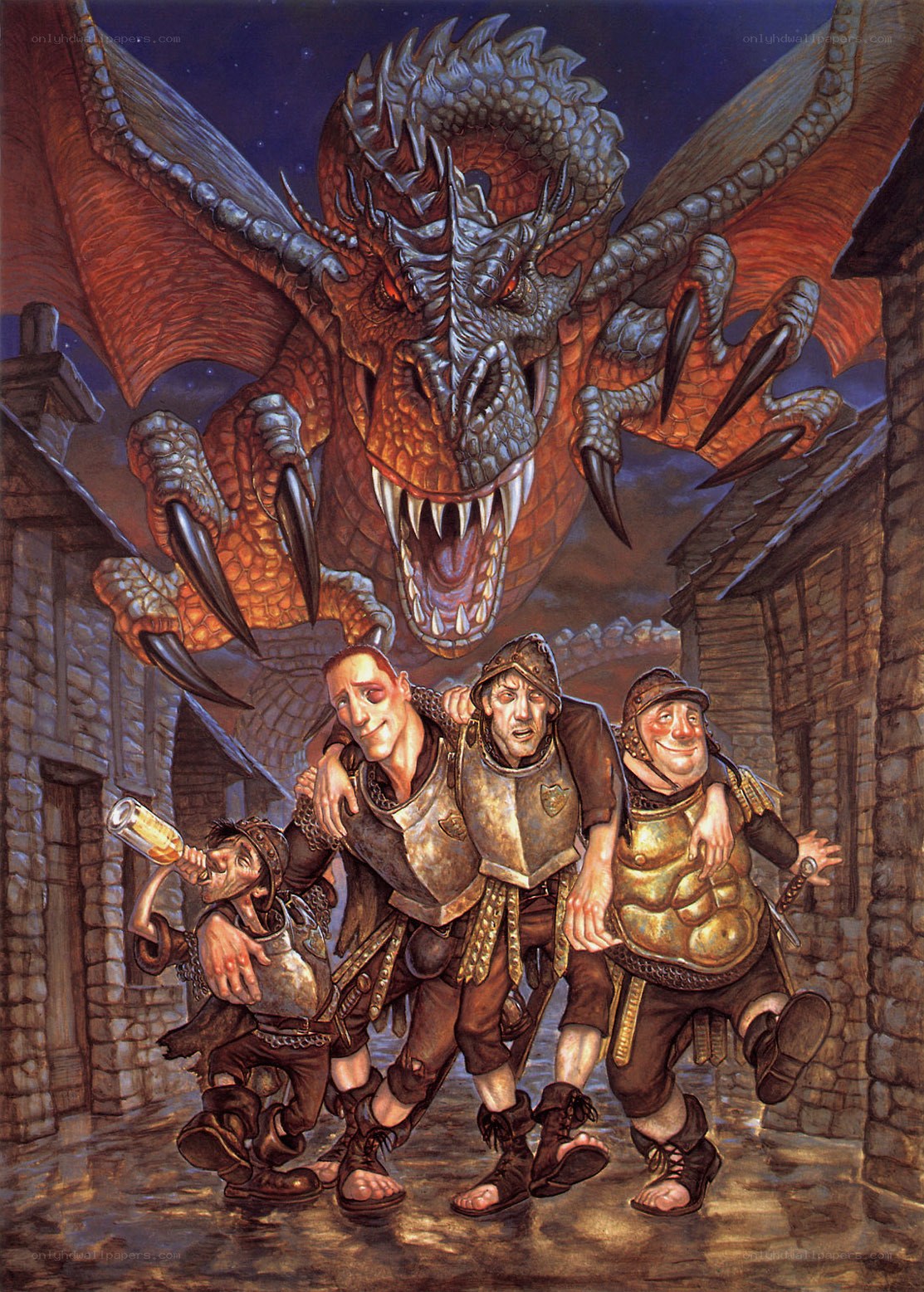 Dragons attack a village