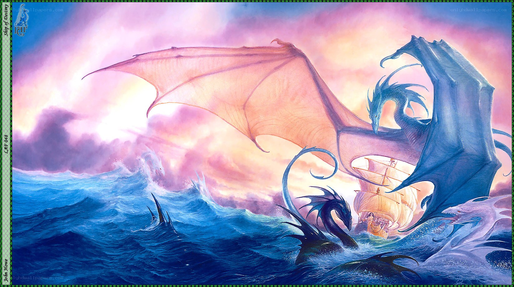 Dragons attacking a ship