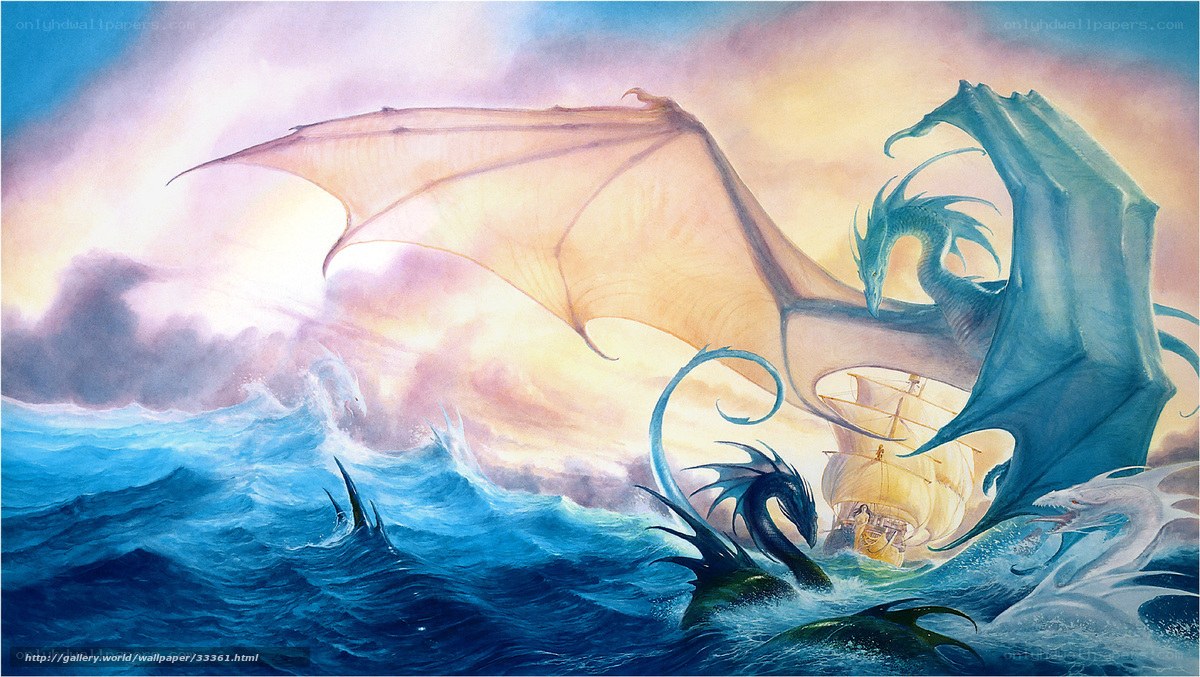 Dragons attacking a ship