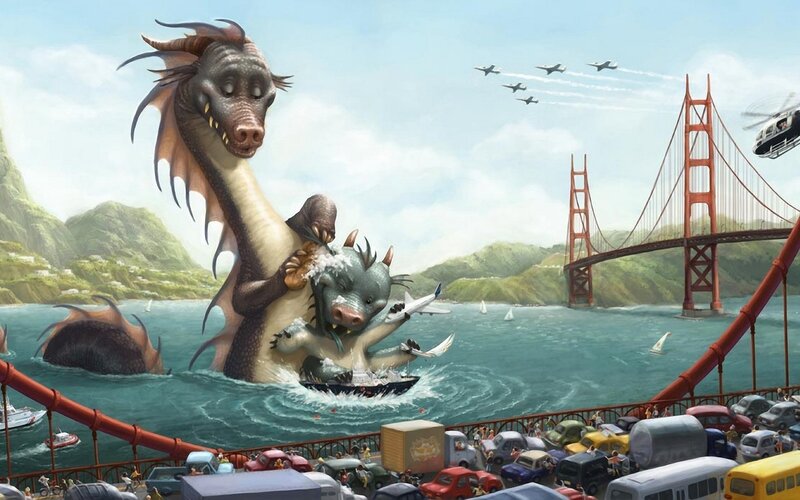 Dragons attacking San Francisco