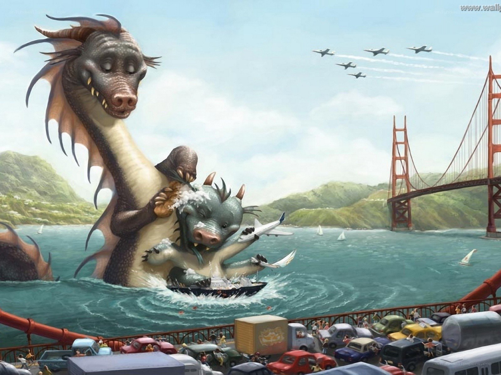 Dragons attacking San Francisco