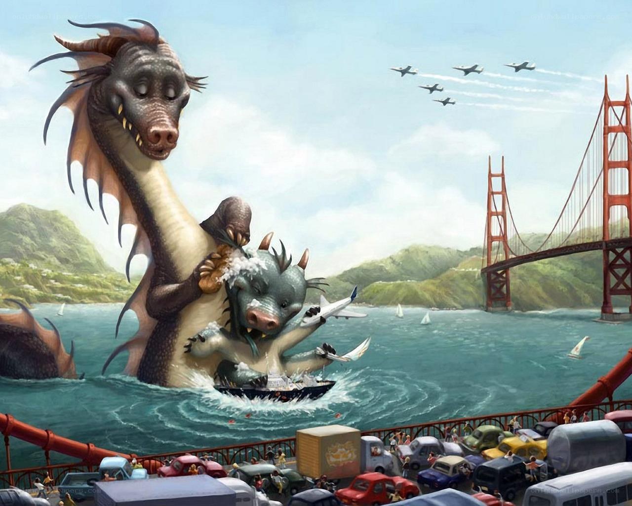 Dragons attacking San Francisco