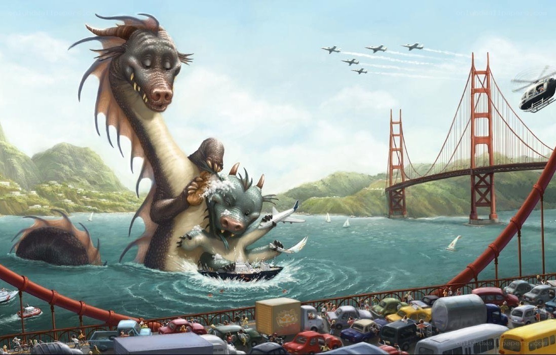 Dragons attacking San Francisco