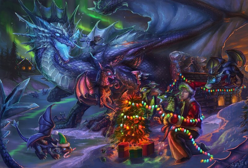 Dragons Celebrating Christmas