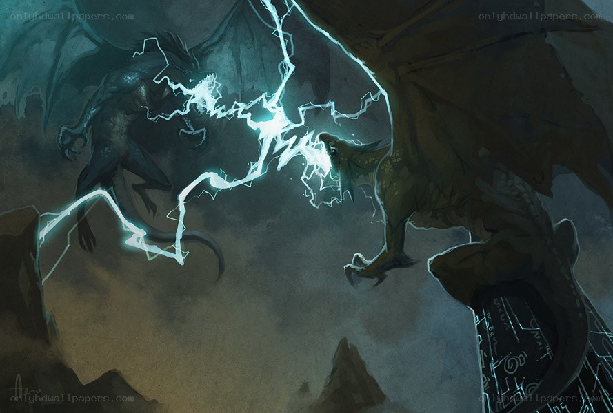 Dragons clash with lightning