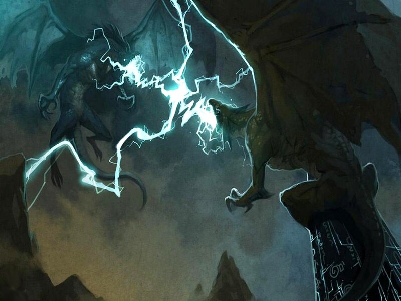 Dragons clash with lightning