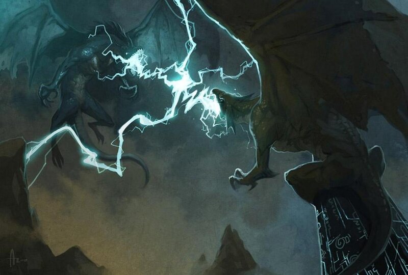 Dragons clash with lightning