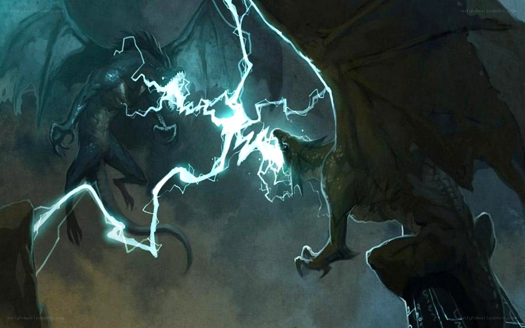 dragons clashing with lightning