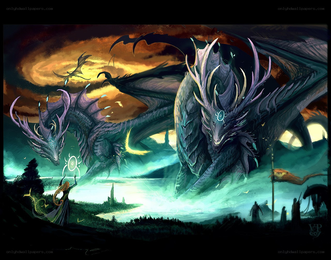 Dragons confront each other