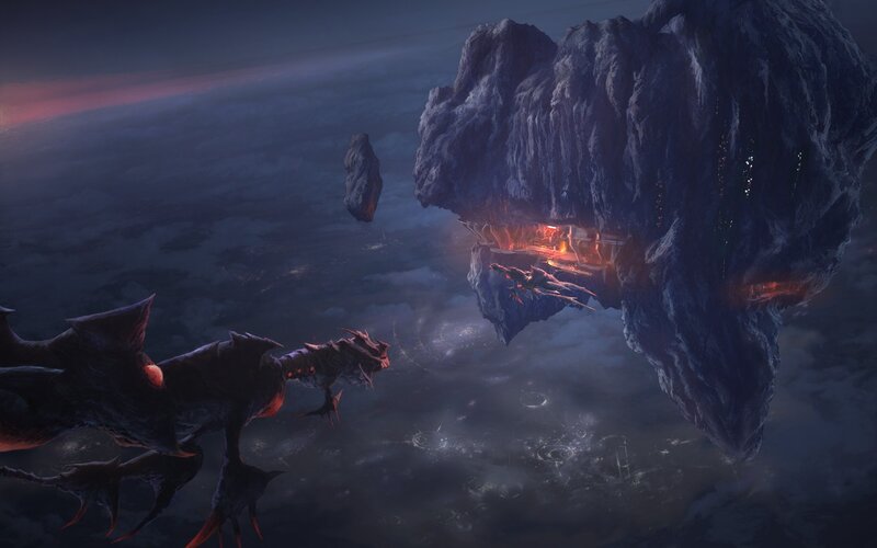 Dragons Flying Near Rock