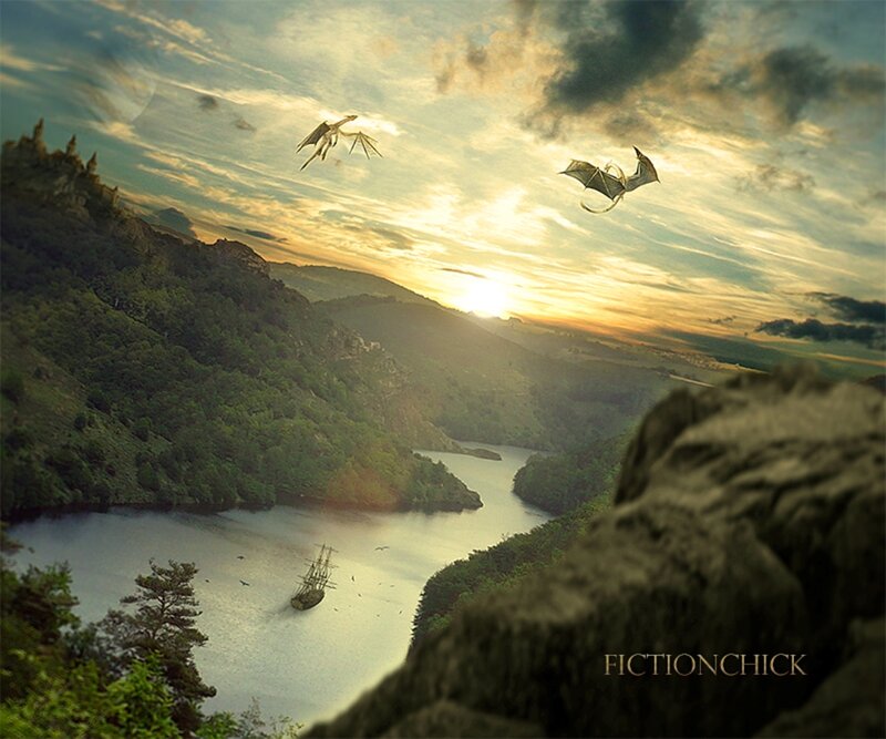 Dragons Flying over River