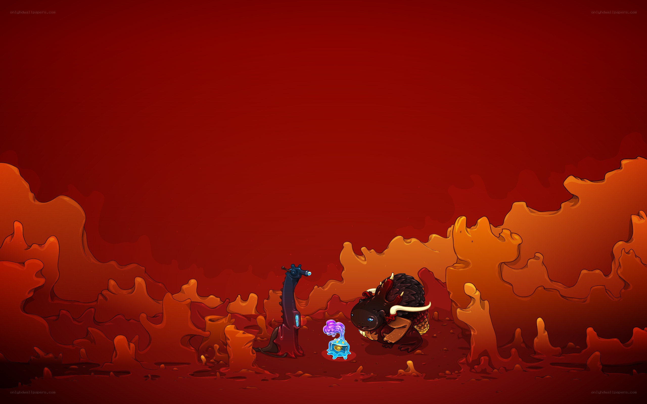 Dragons in a lava field