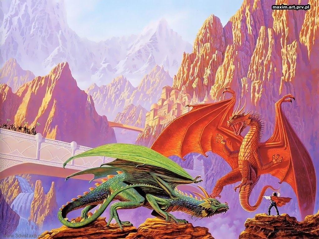 Dragons in a mountain valley