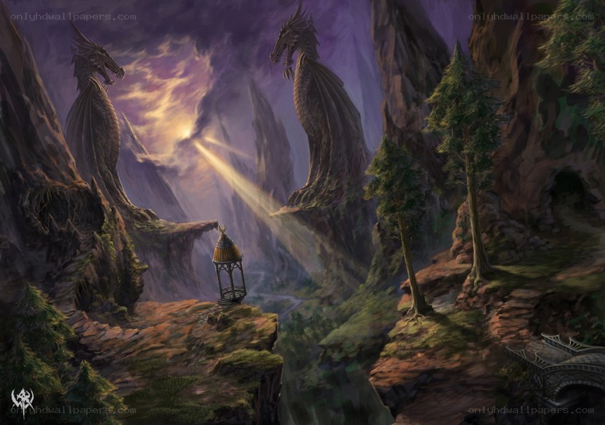 Dragons in a mountain valley