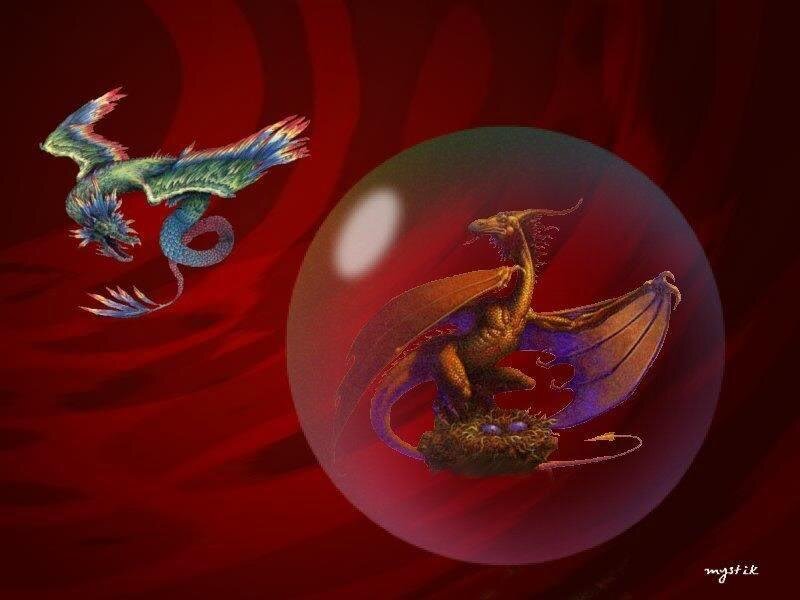 Dragons in a mystical realm