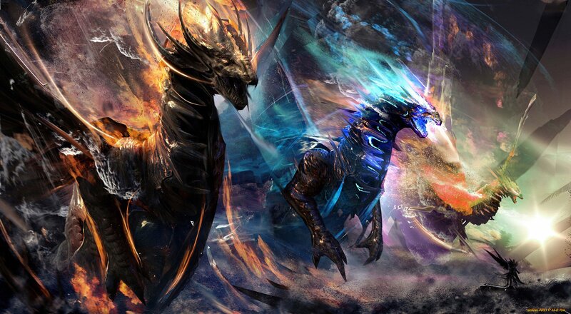 Dragons in Battle — Black