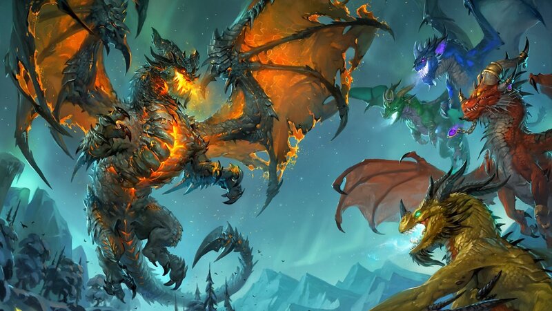 Dragons in Battle — Blue, Dramatic, Night, Digital Art