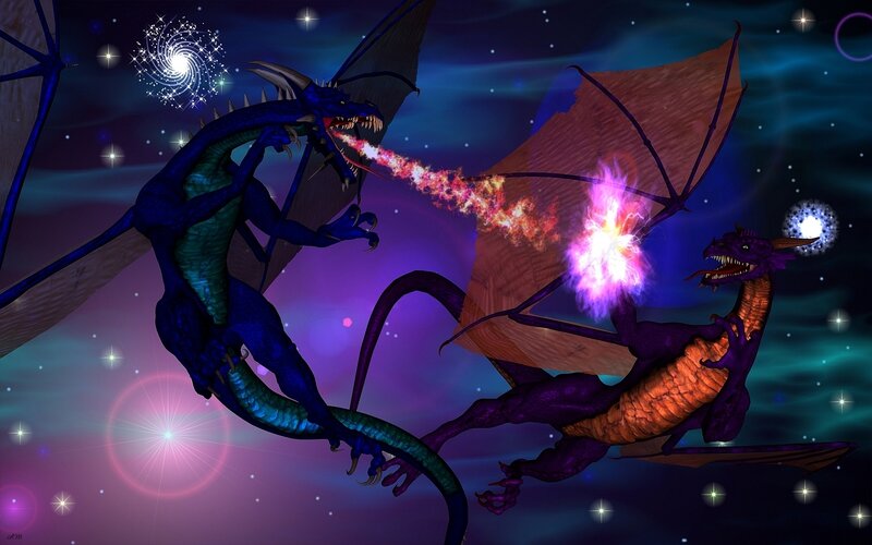 Dragons in cosmic battle