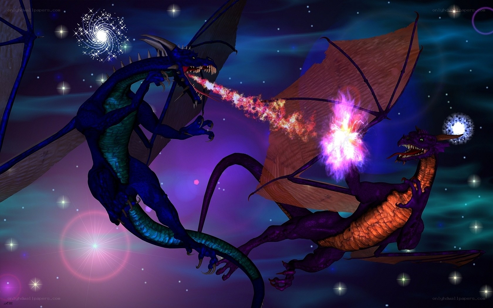 Dragons in cosmic battle