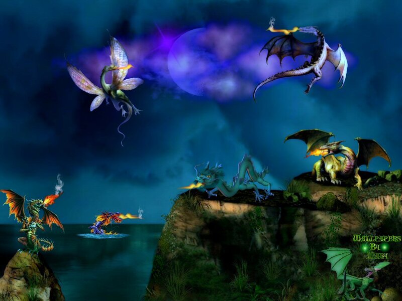 Dragons in Fantasy Landscape
