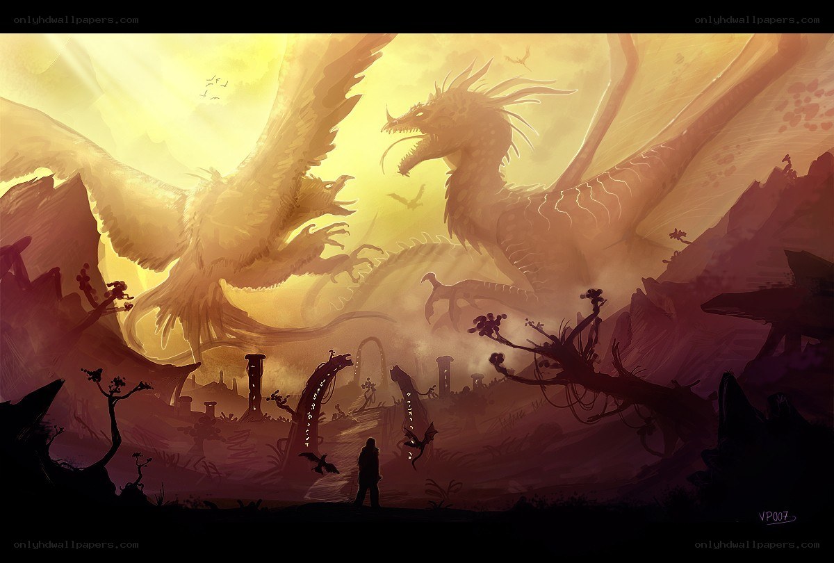 Dragons in the golden light