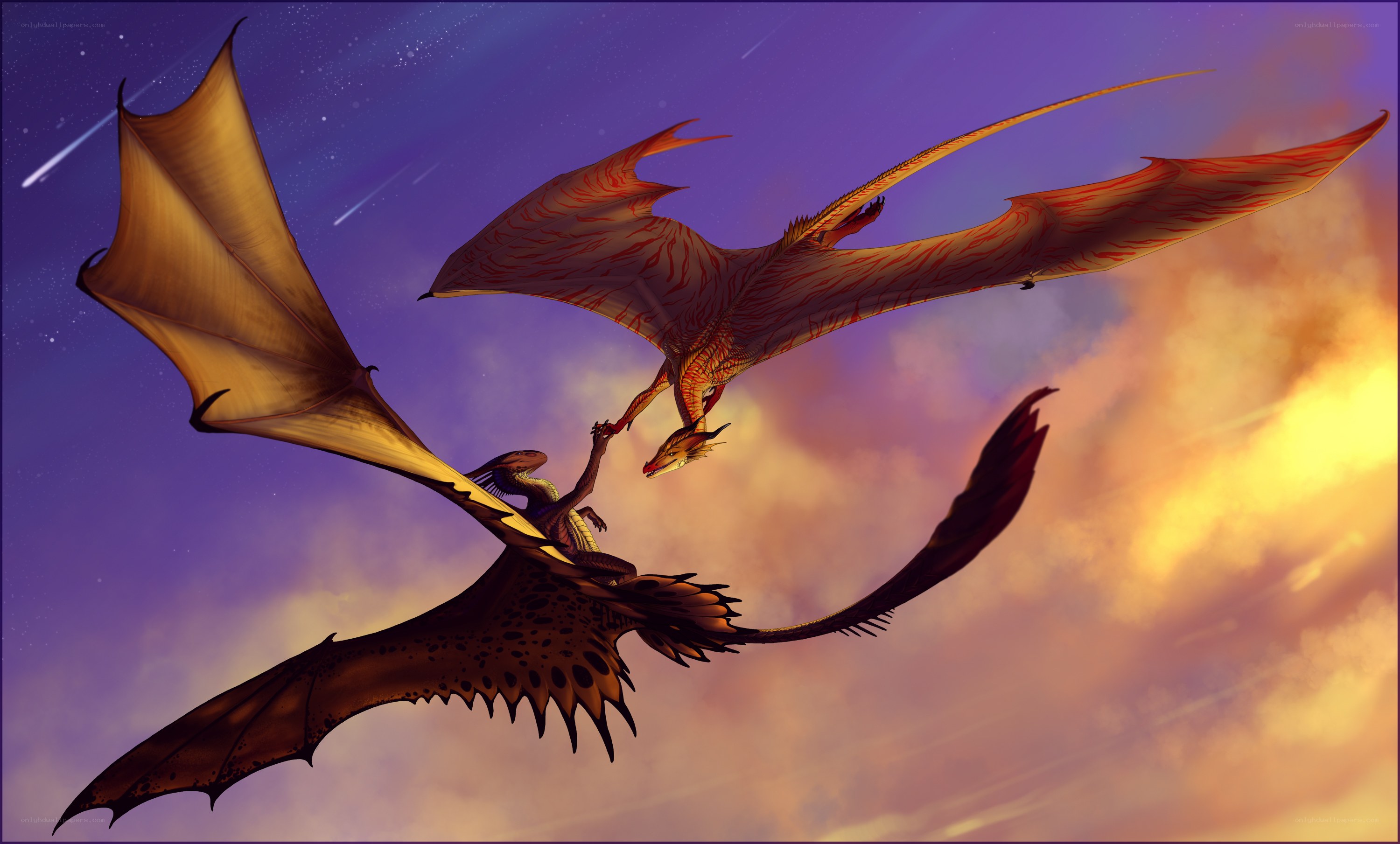 Dragons in the twilight sky