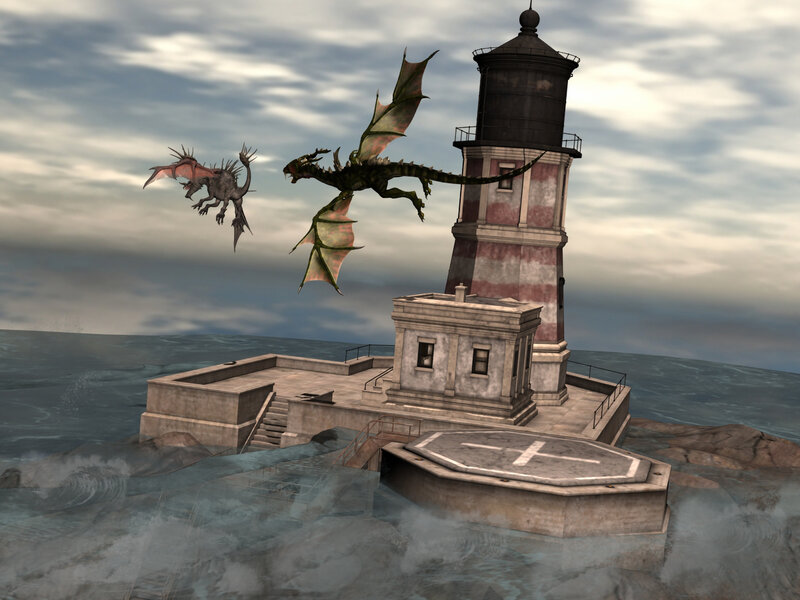 Dragons Near Lighthouse