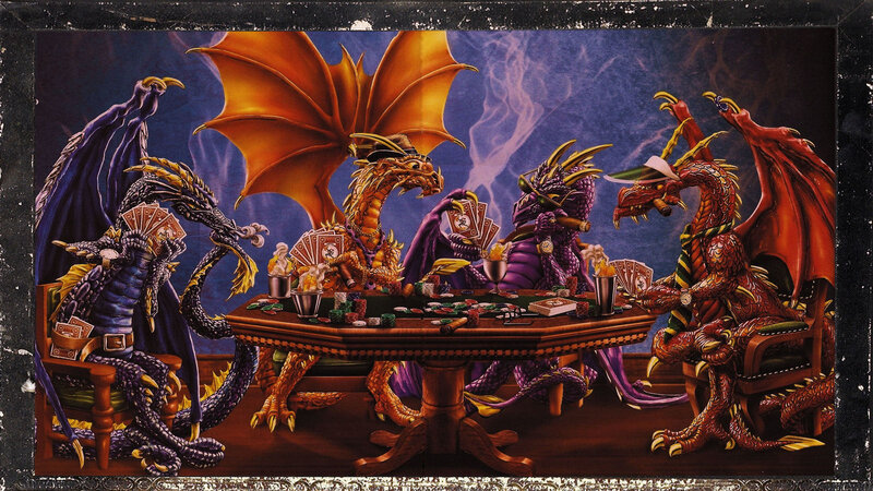 Dragons Playing Poker — Purple