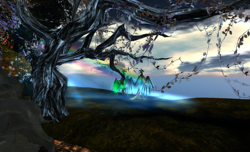 dragons under a mystical tree
