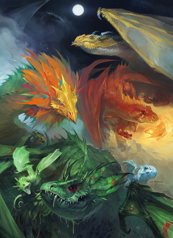 Dragons under the moonlight