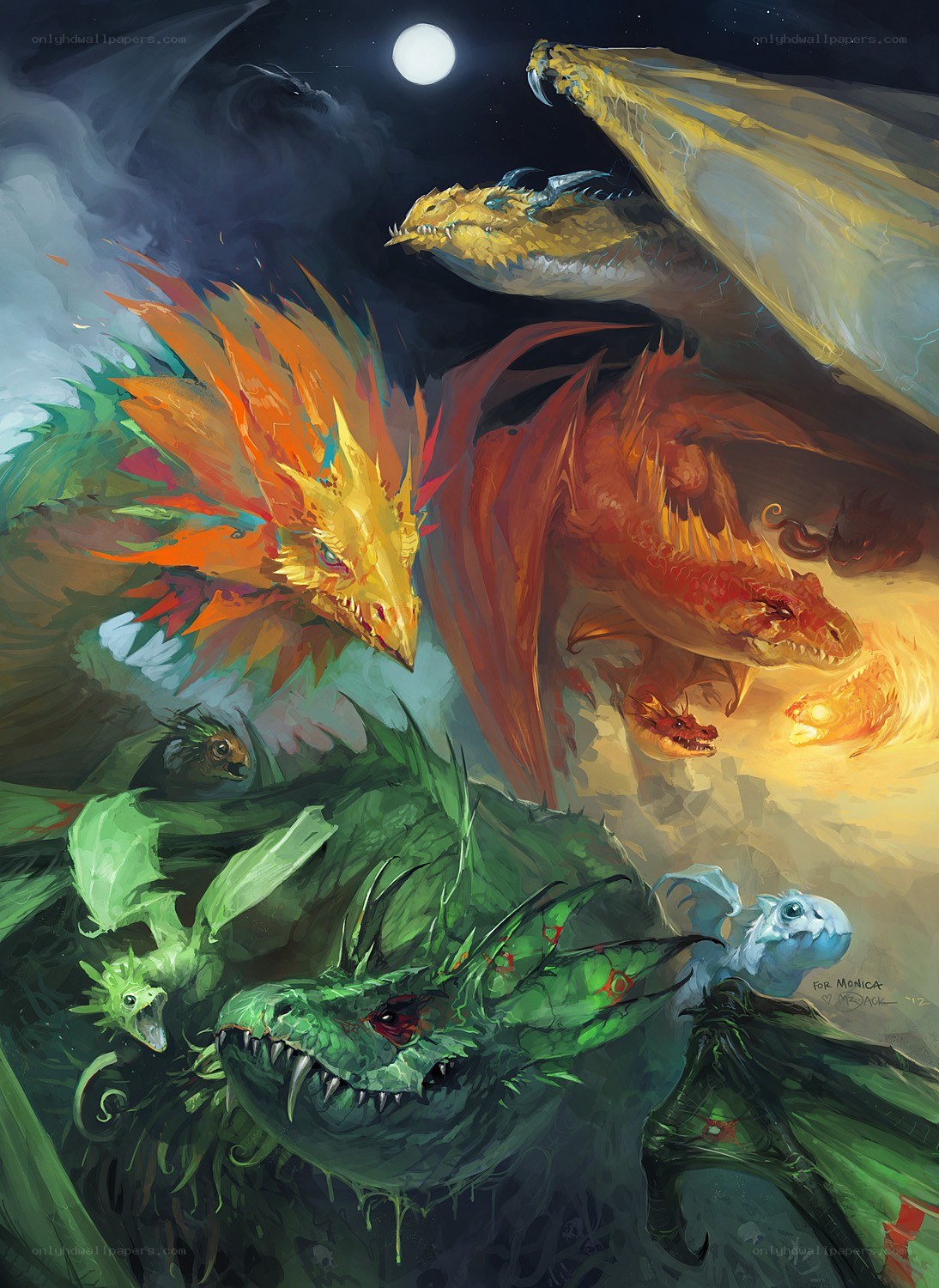 Dragons under the moonlight
